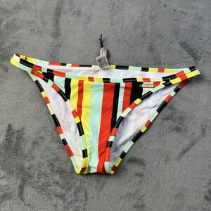 Sunseeker Bikini Bottom Womens US 6 Multicolor Striped Swim Low Rise Lined NWT